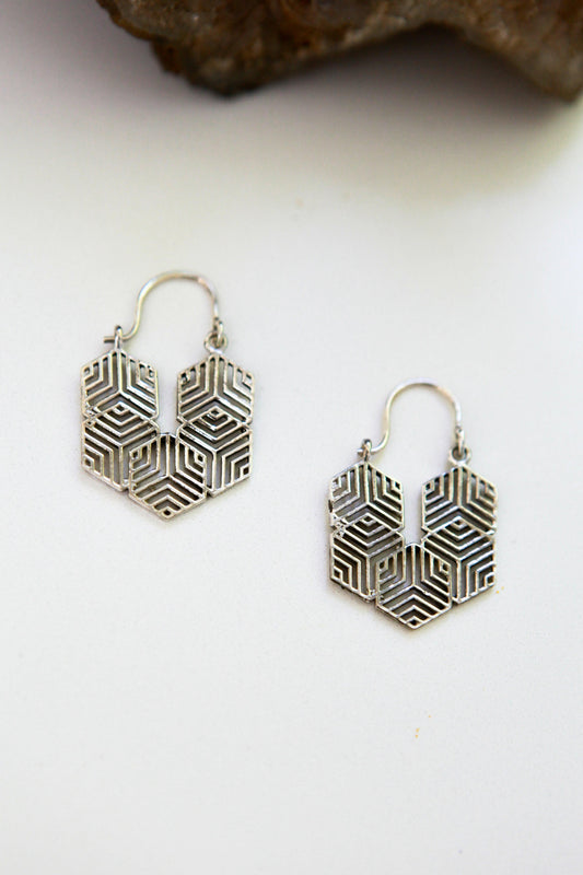 Geometric hexagon earrings
