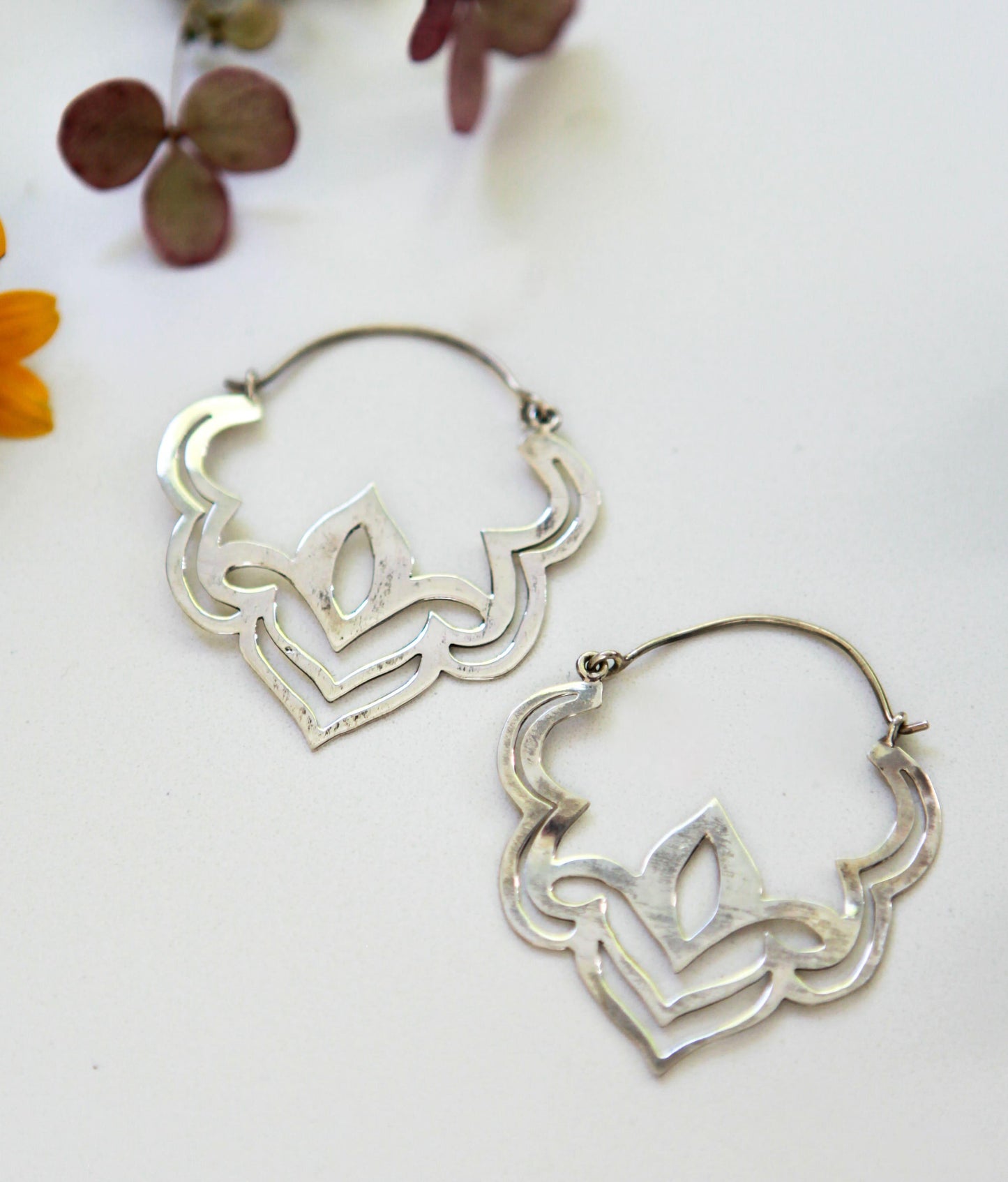 Large Cutout Lotus Hoops - Be Deva