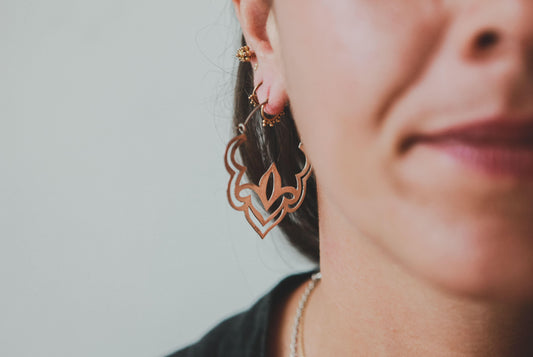 Large Cutout Lotus Hoops - Be Deva