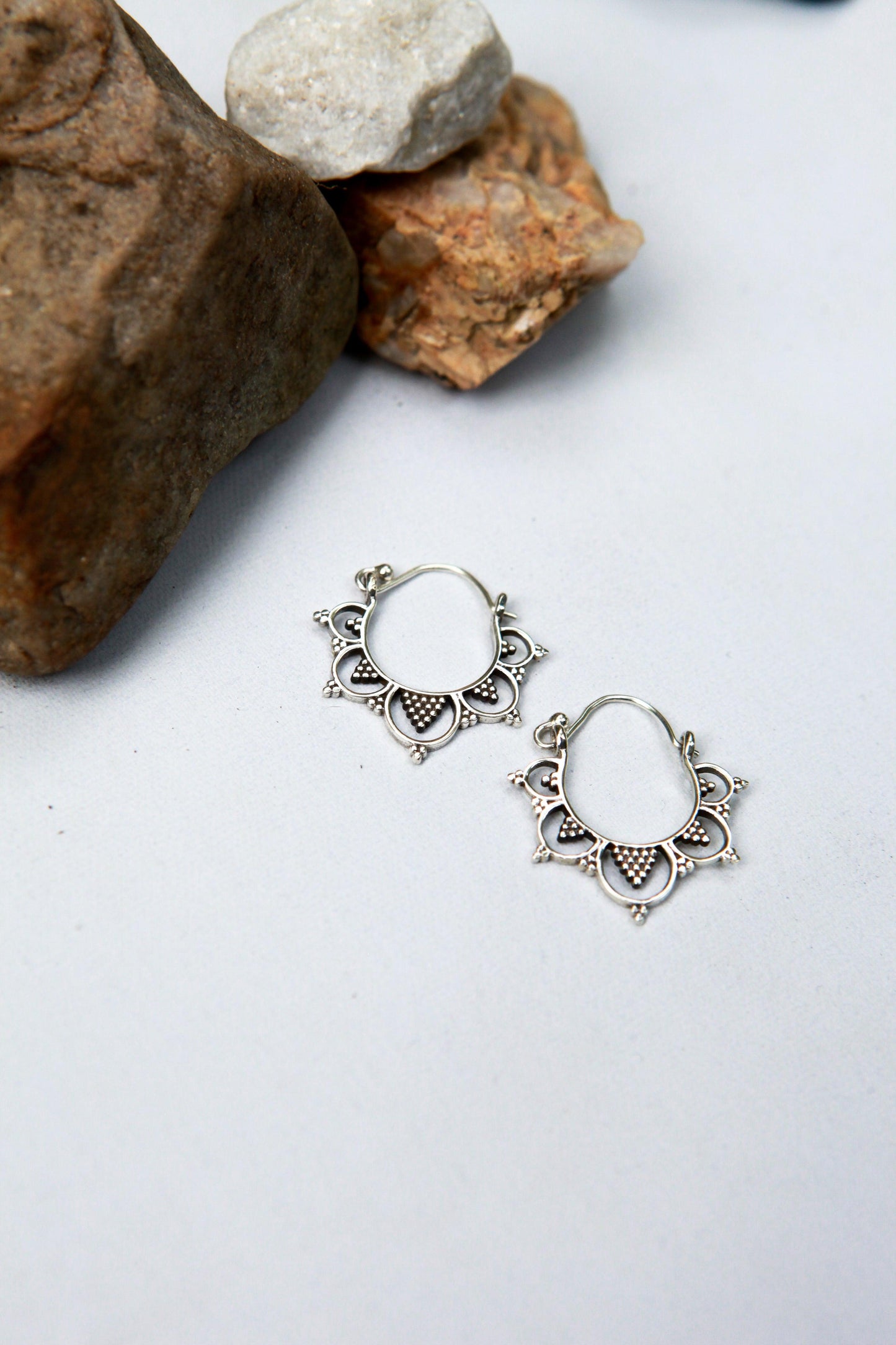 Small 5 Petal Lotus Hoops - Be Deva