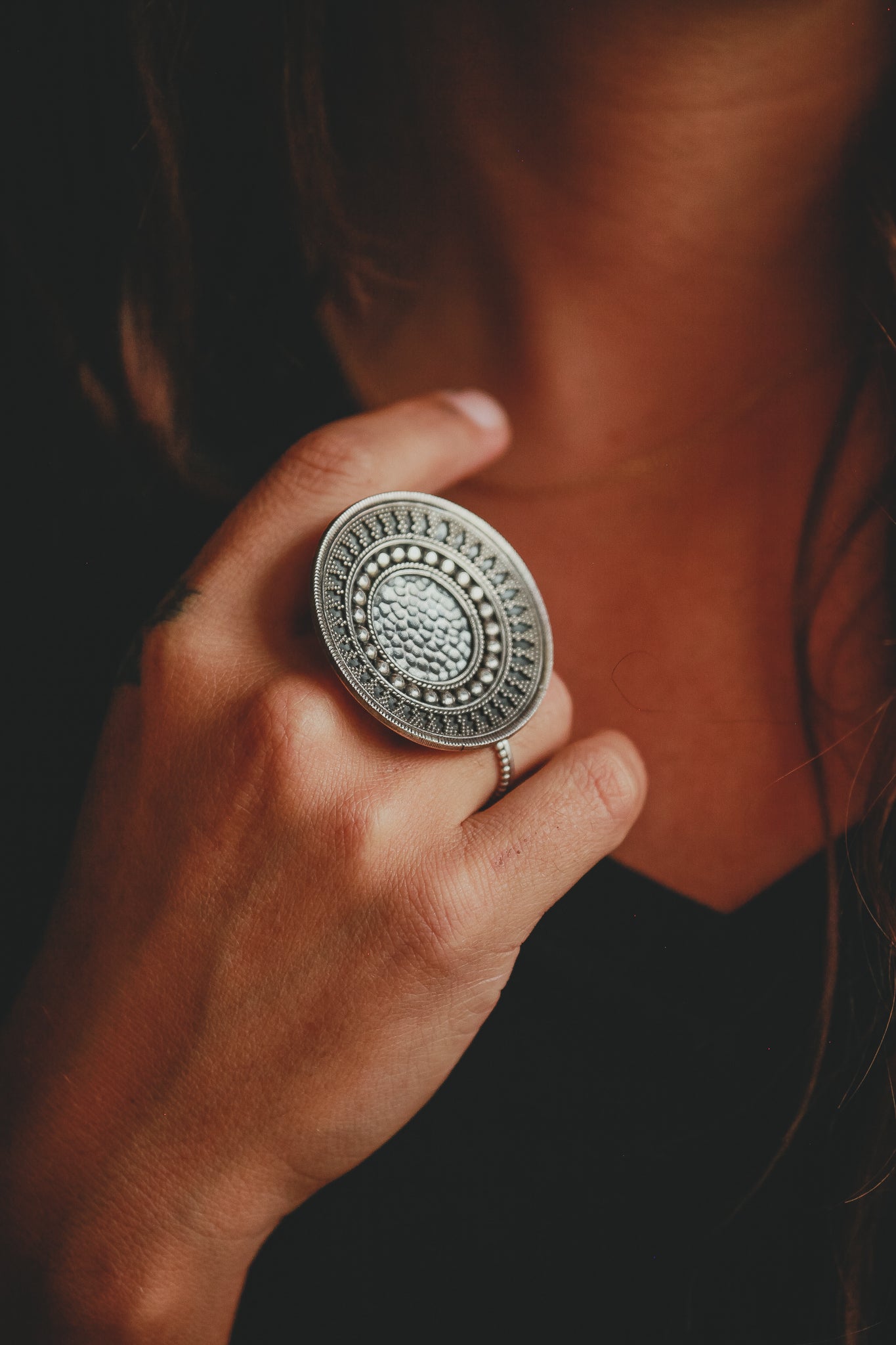 Spiky Disk Silver Armor Ring - Be Deva
