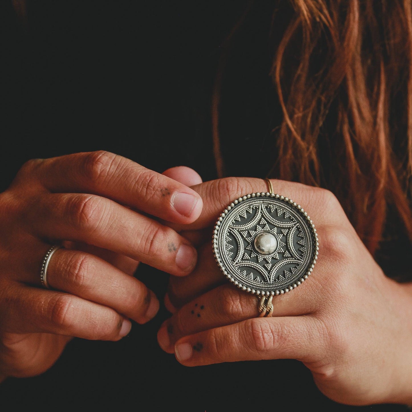 Medium Rounded Silver Armor Ring - Be Deva