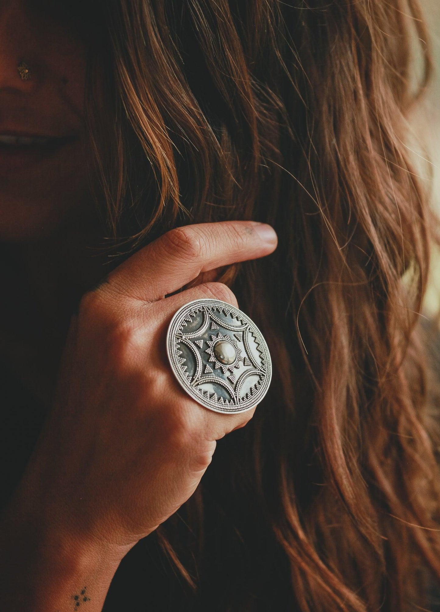 Medium Rounded Silver Armor Ring - Be Deva