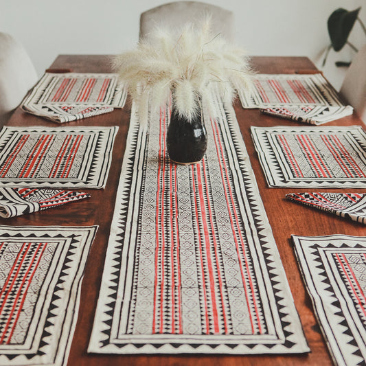 Red Geometric Table set