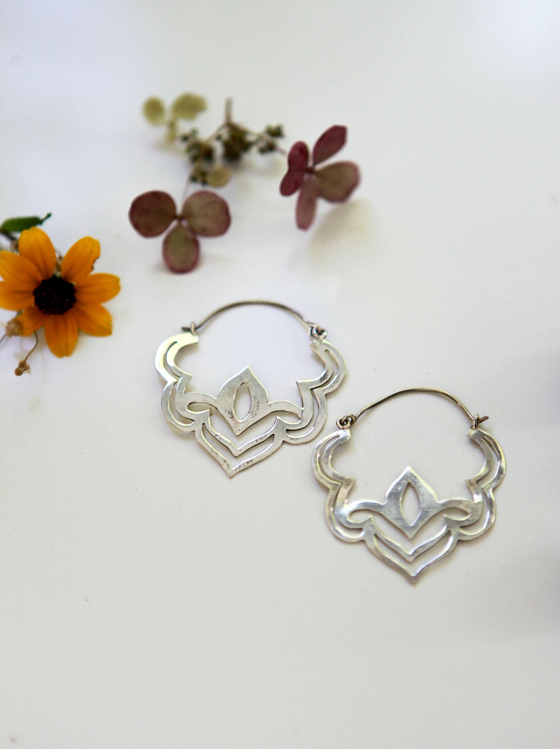 Large Cutout Lotus Hoops - Be Deva