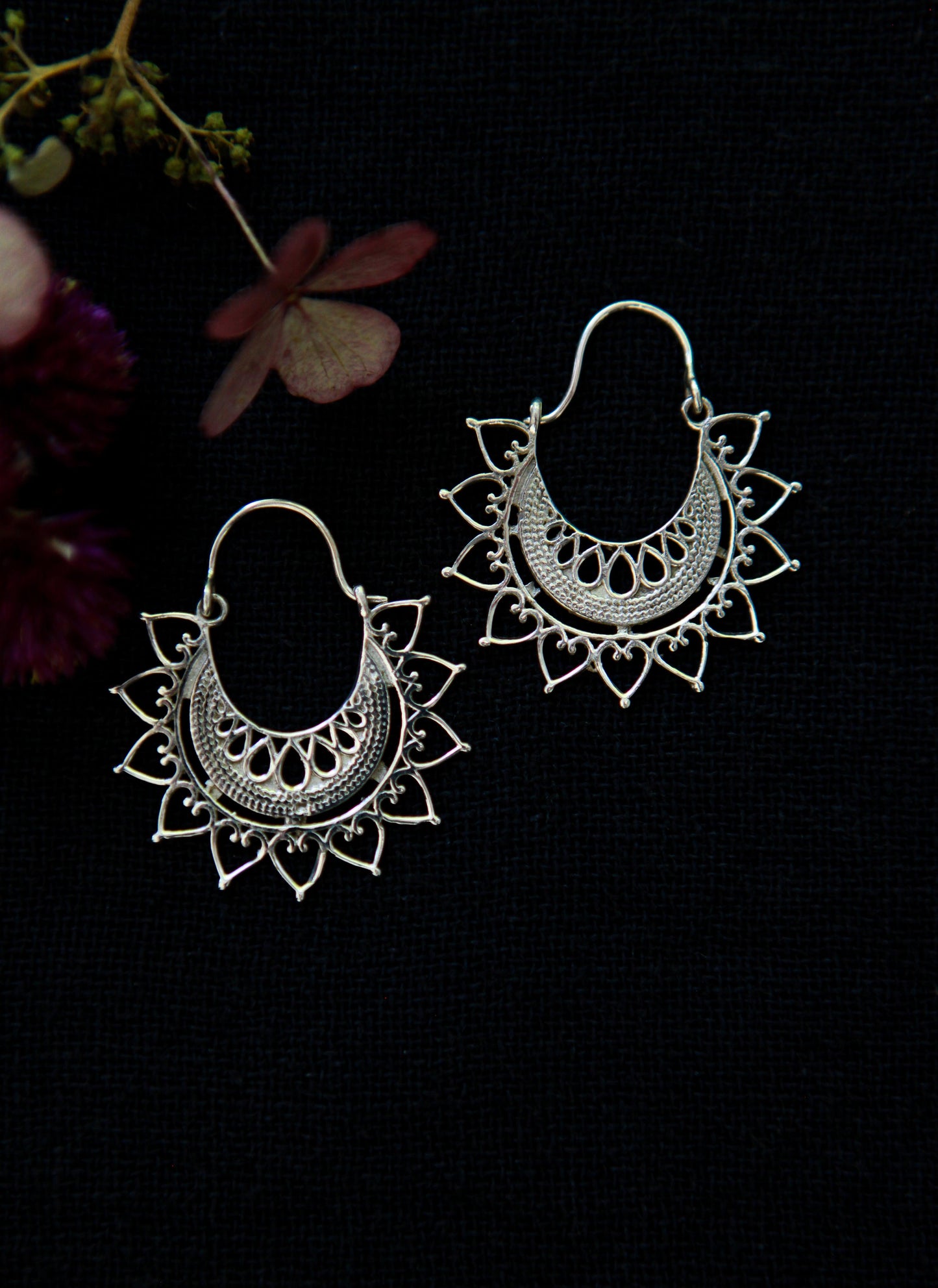 Full flower earrings hoops