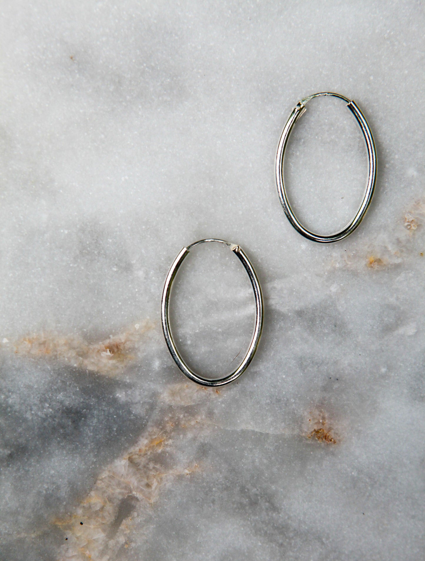 Thin Hollow Oval Hoops - Be Deva