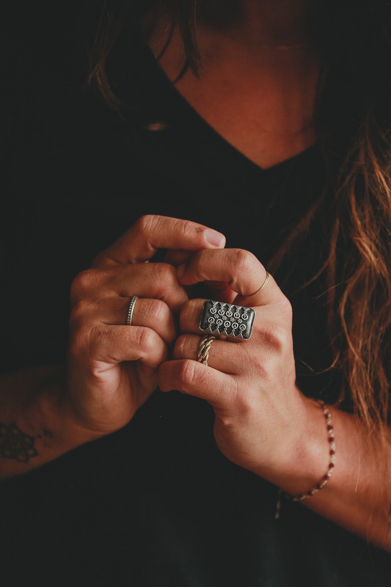 Silver Rectangular Armor Ring - Be Deva